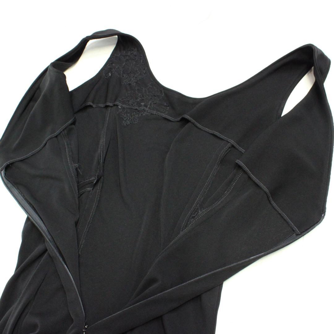【美品 社交ダンス衣装】ワンピース ドレス 黒 ブラック ビーズ シンプル