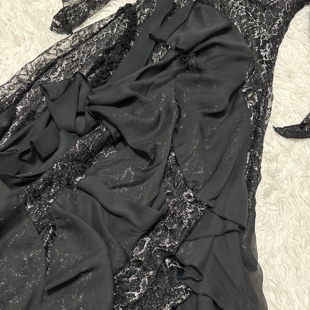 prima boutique 社交ダンス　ワンピース　黒　フリル　レース