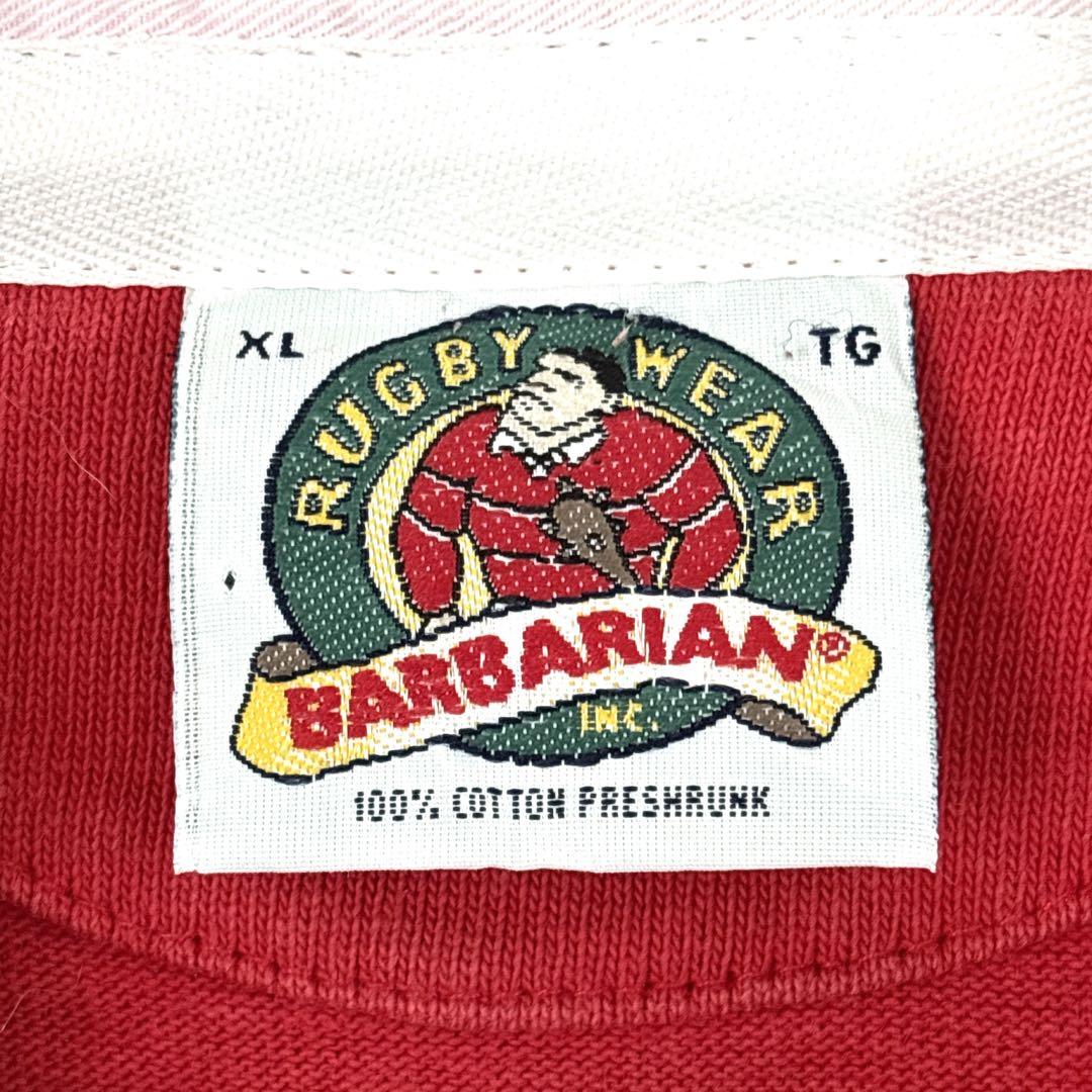 90s カナダ製　BARBARIAN ラガーシャツ　XL フェードレッド　刺繍