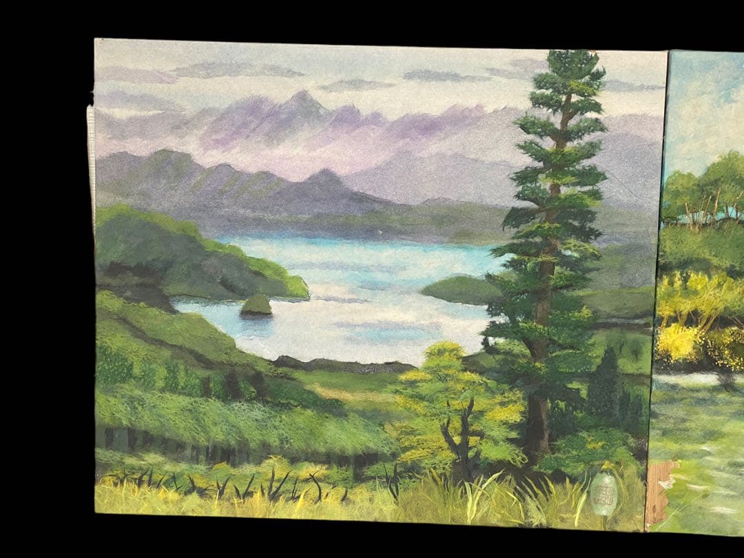 絵画　油絵3点　貼り絵2点　キャンバス　ひまわりなど