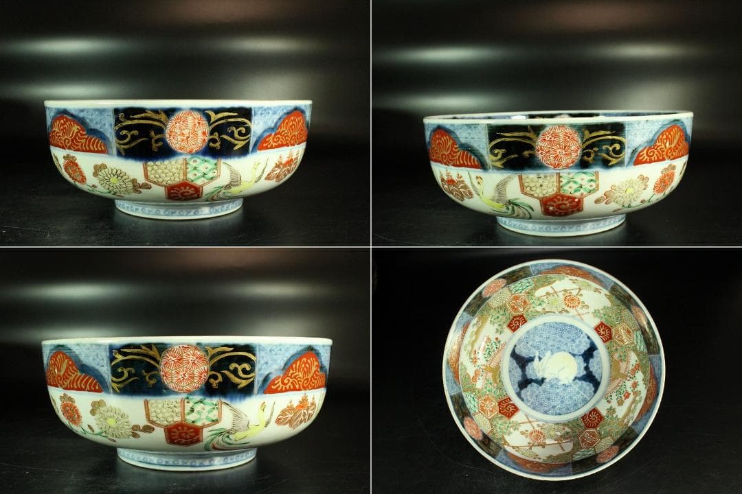古伊万里 錦手 兎紋 大中小 三鉢 江戸末期(K-YC698)