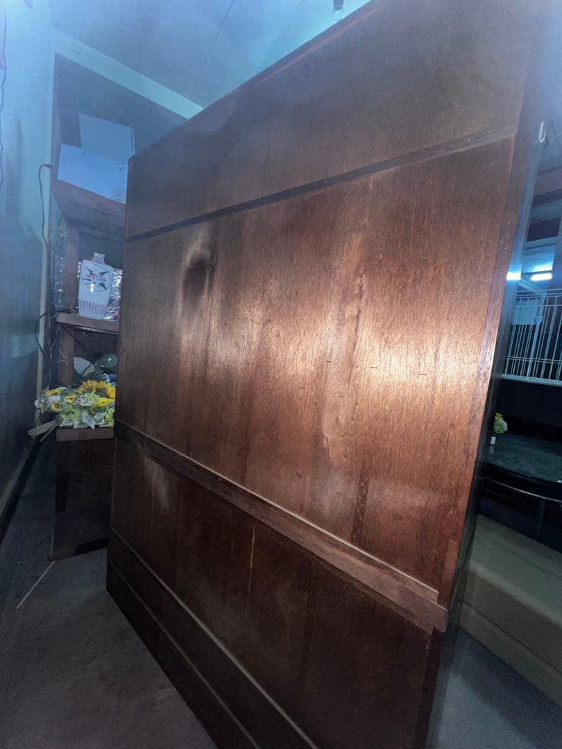 昭和レトロ 茶箪笥 欅 和家具 ガラス戸 飾り棚 高さ約170cm