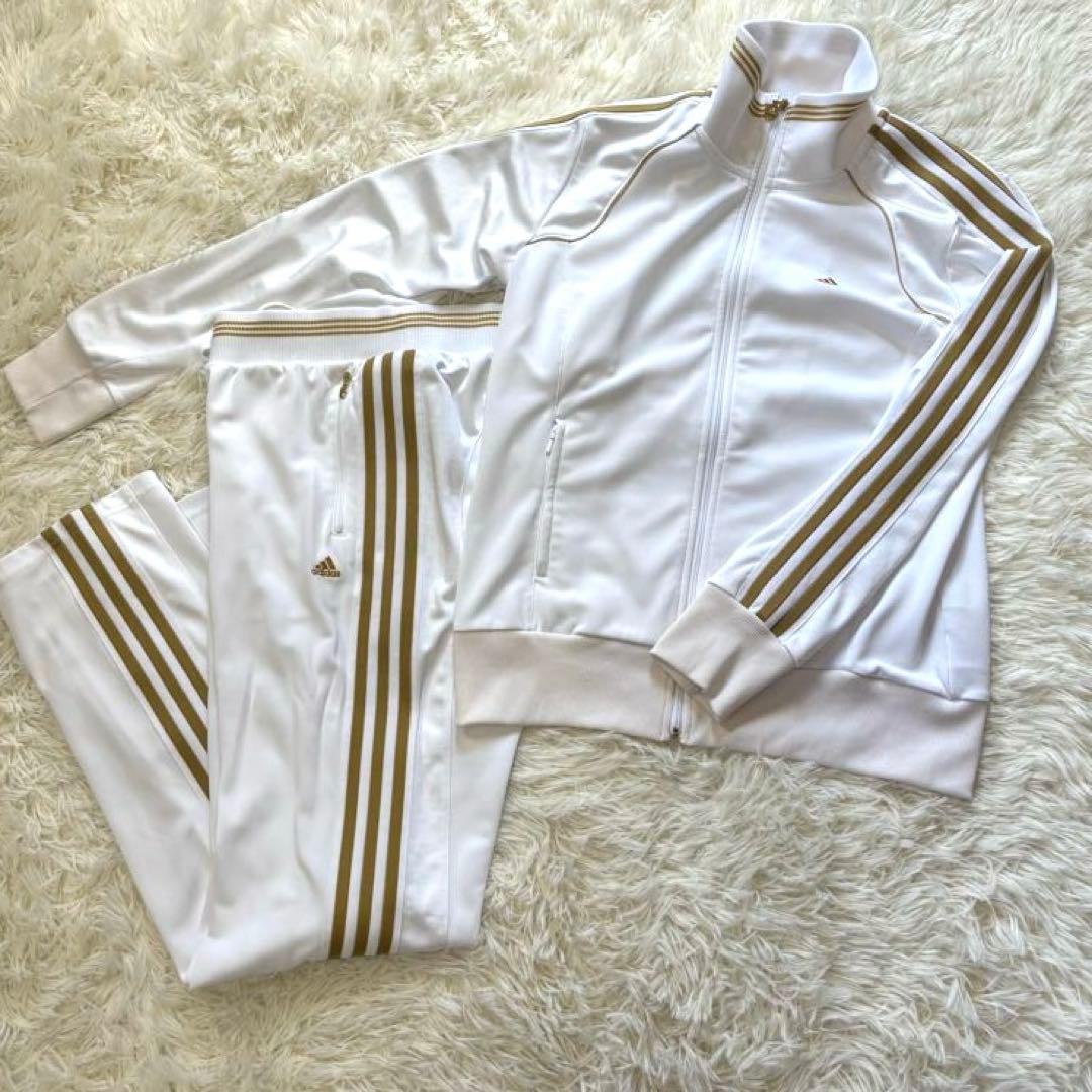 ieks 様^ ^Adidas ジャージ ホワイト×ゴールド 美品