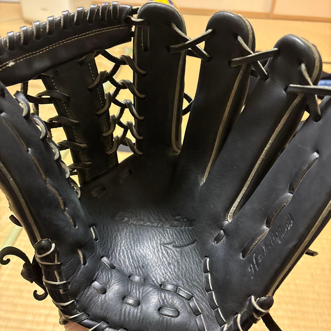 Mizuno 黒 レザー グローブ　グローバルエリート　軟式用
