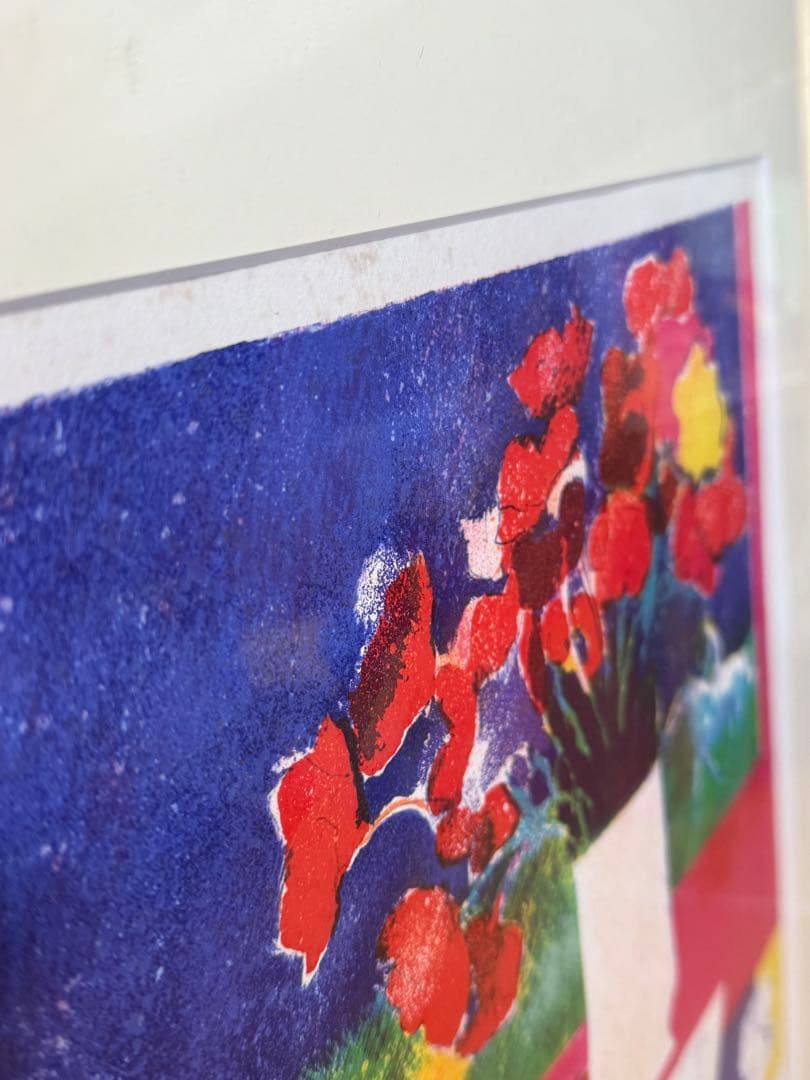 限定100点 版画 リトグラフ 額装 花×バイオリン アート作品 美術品
