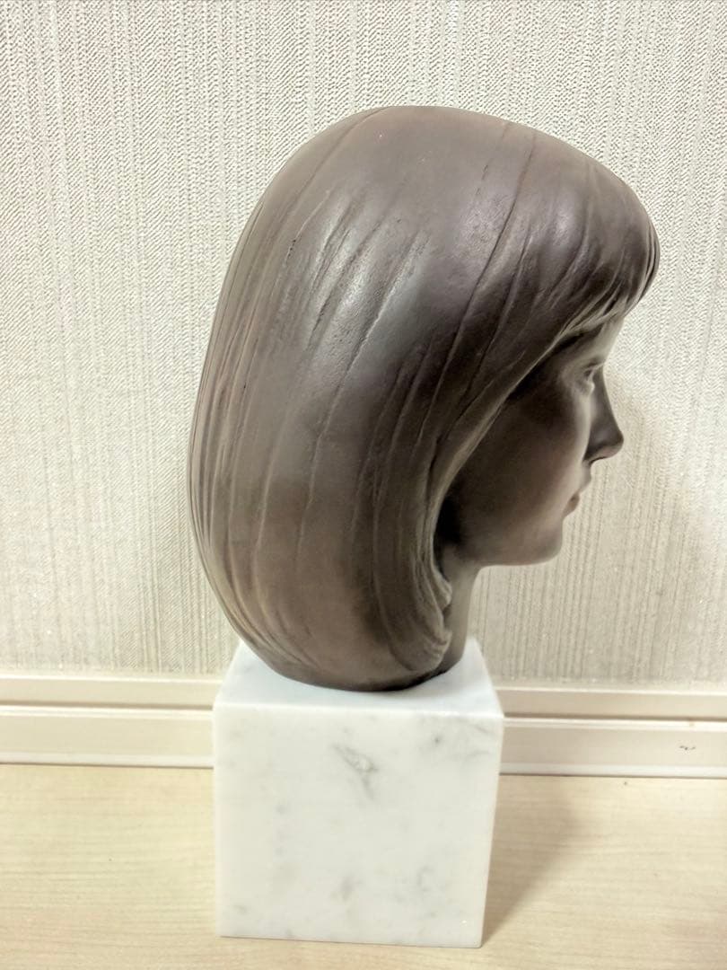 Y. FUNAKOSHI 女性の顔 少女像 舟越保武 ブロンズ 彫刻
