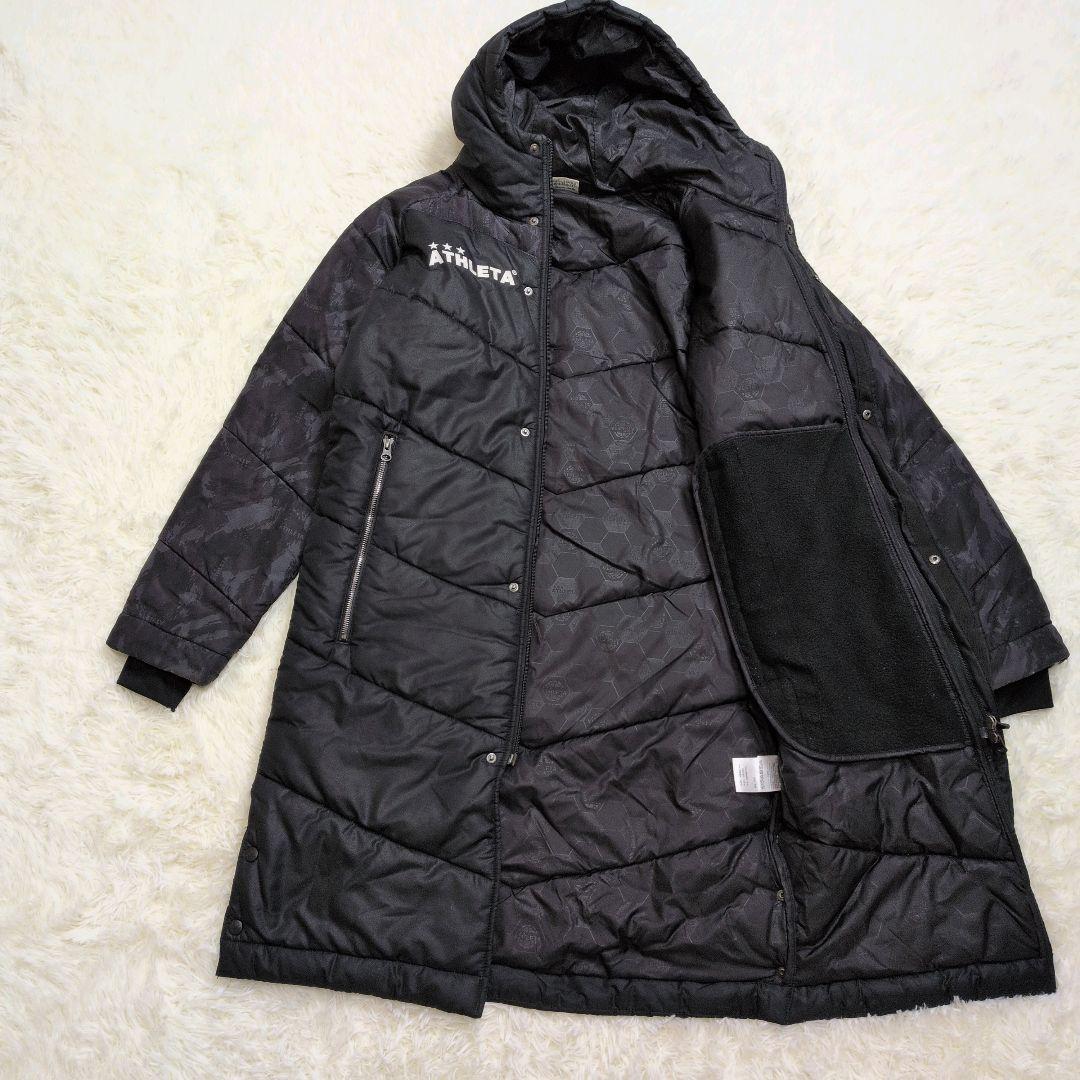 最終お値下げ　アスレタ ベンチコート ATHLETA ロングコート 黒 迷彩 M