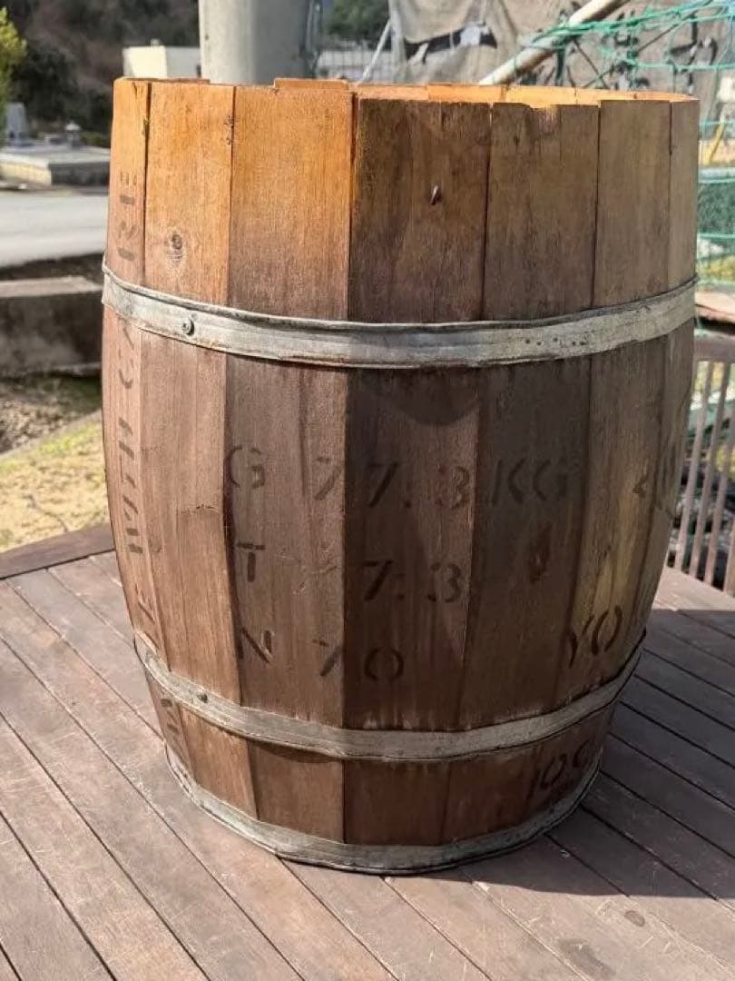 【希少当時物】横浜ステンシル 木樽＆天板 アンティーク カフェ 什器 ガレージ