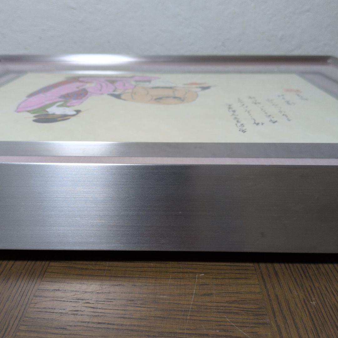 浮世絵　真作　布袋と美人　渓斎欣士　女流浮世絵画家　額絵　絵画