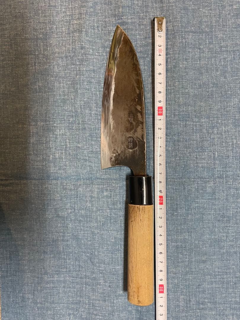 土佐刃物　黒打ち　出刃包丁　両刃　刃渡り16.5センチ