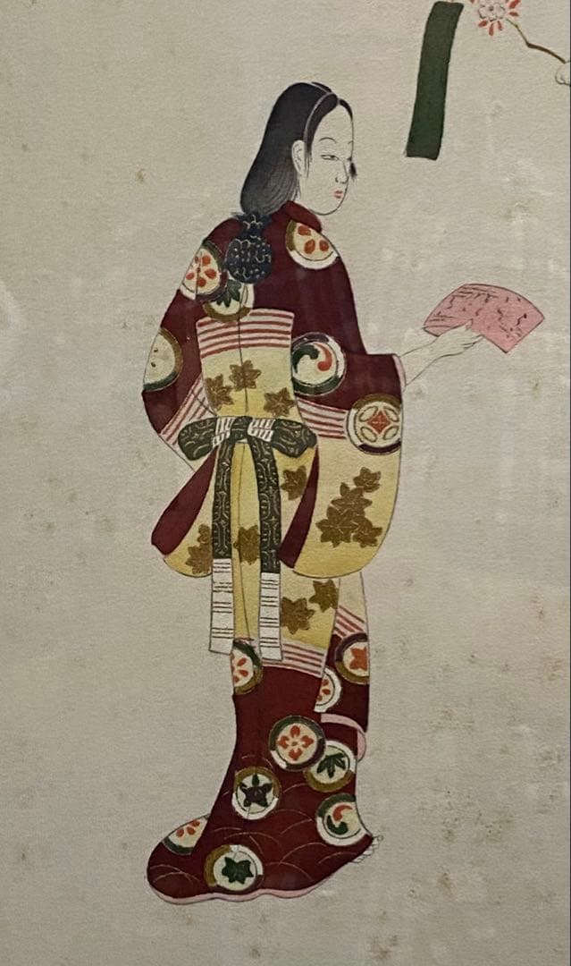 浮世絵 桃山風俗絵図 美人画(美人五人)絹本額入 藤工芸謹製