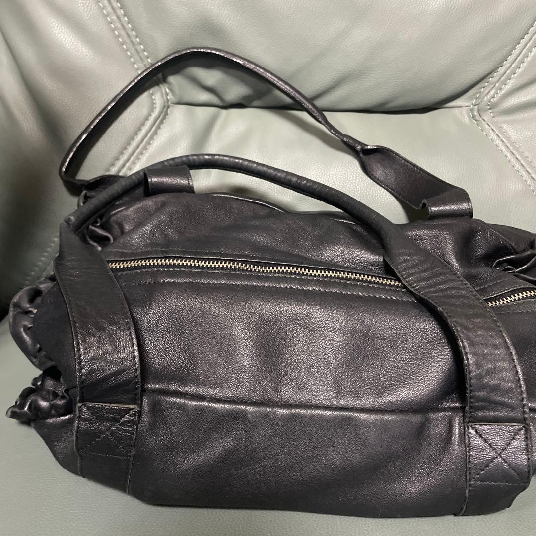 Repetto 軽量ラムスキンバッグ　ボストン　フリル付きレザーバッグ