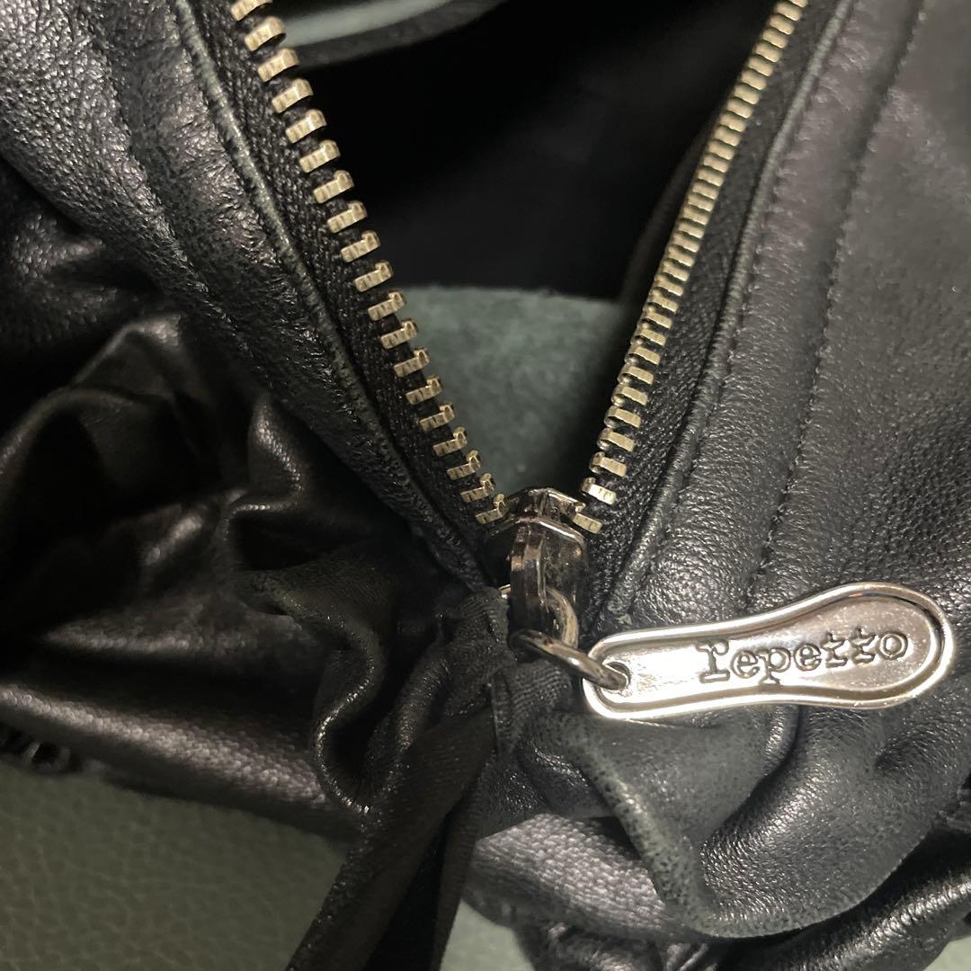 Repetto 軽量ラムスキンバッグ　ボストン　フリル付きレザーバッグ