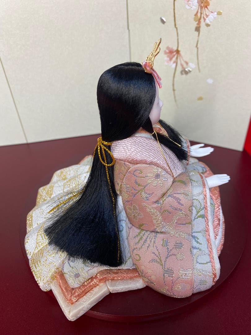 一秀作　江戸木目込人形　雛人形　親王平飾り・間口約４５×奥行約３０×高さ約３２㎝