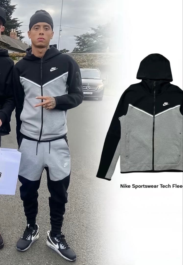 【廃盤旧テック激レア】NIKE ナイキテックフリース　グレーブラック上下XS