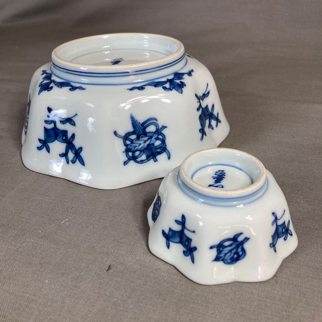 【源右衛門】古伊万里の伝統　名窯　舘林源右衛門作　染錦古伊万里牡丹見込文　組深鉢