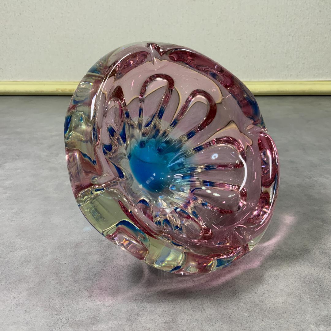 ヴィンテージ ガラス アクセサリートレイ グラデーション ピンク×青 花器 花瓶