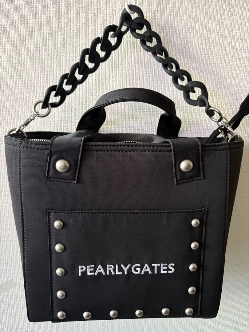 【未使用】PEARLY GATES カートバック スタッズ 刺繍ロゴ ブラック