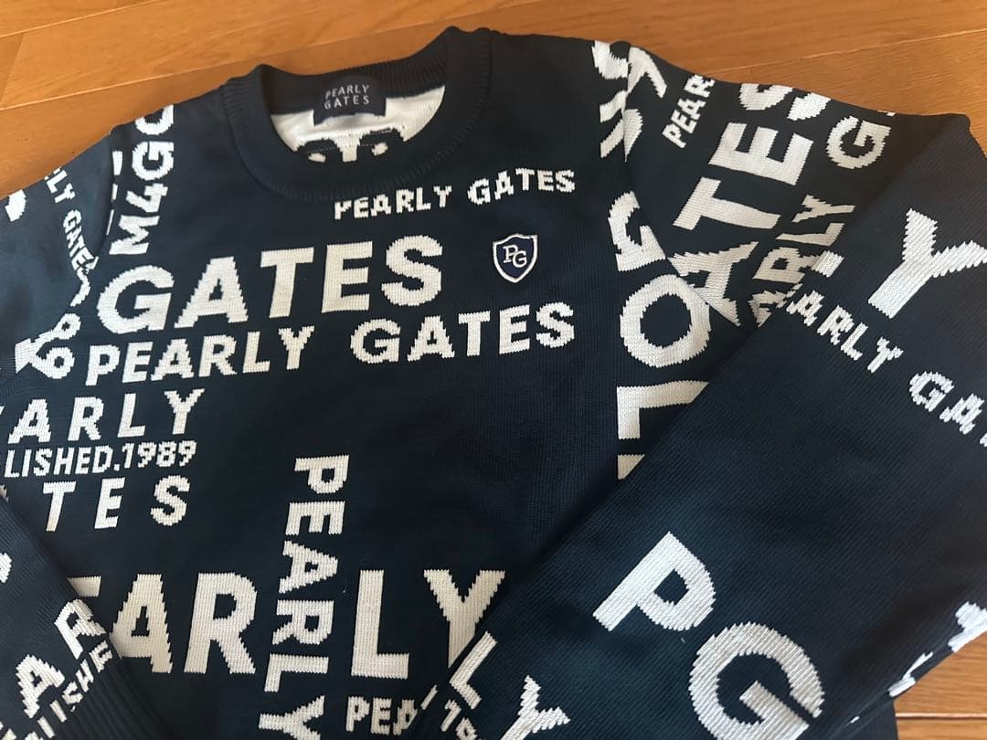 超美品！PEARLY GATES ロゴセーター 総柄 ブラック サイズ0