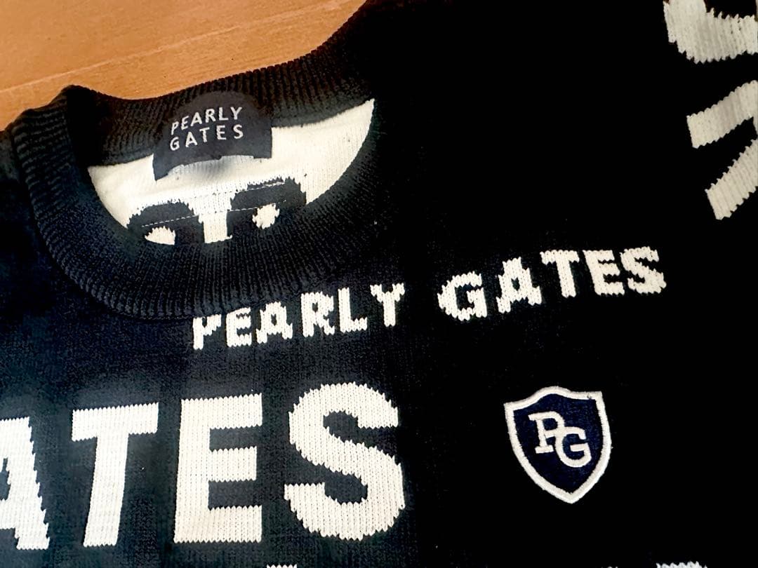 超美品！PEARLY GATES ロゴセーター 総柄 ブラック サイズ0