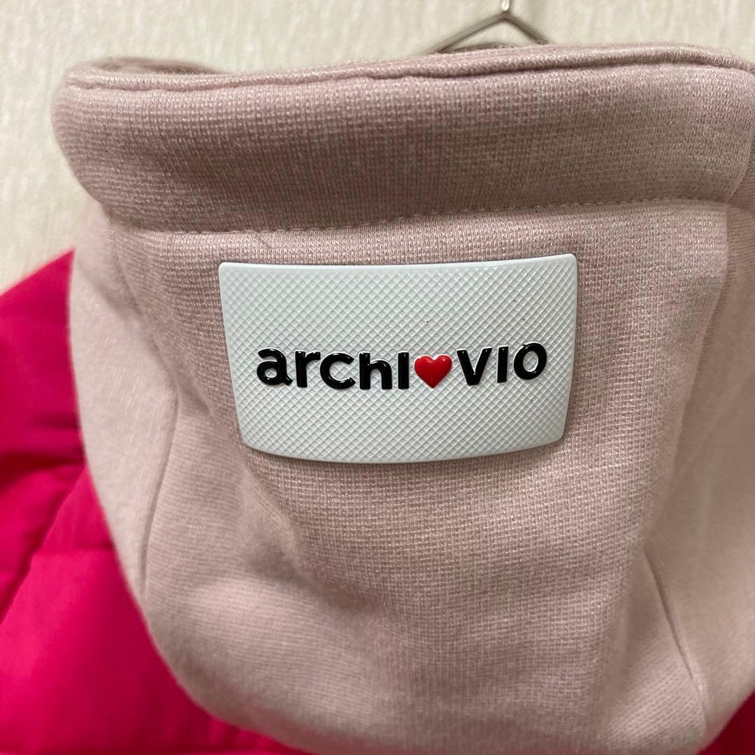 【美品】ARCHIVIO アルチビオ 中綿ジャケット 半袖 フーディピンク 36