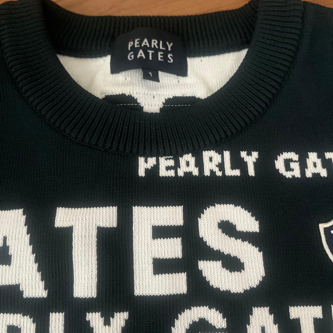 超美品！PEARLY GATES ロゴセーター 総柄 ブラック サイズ1