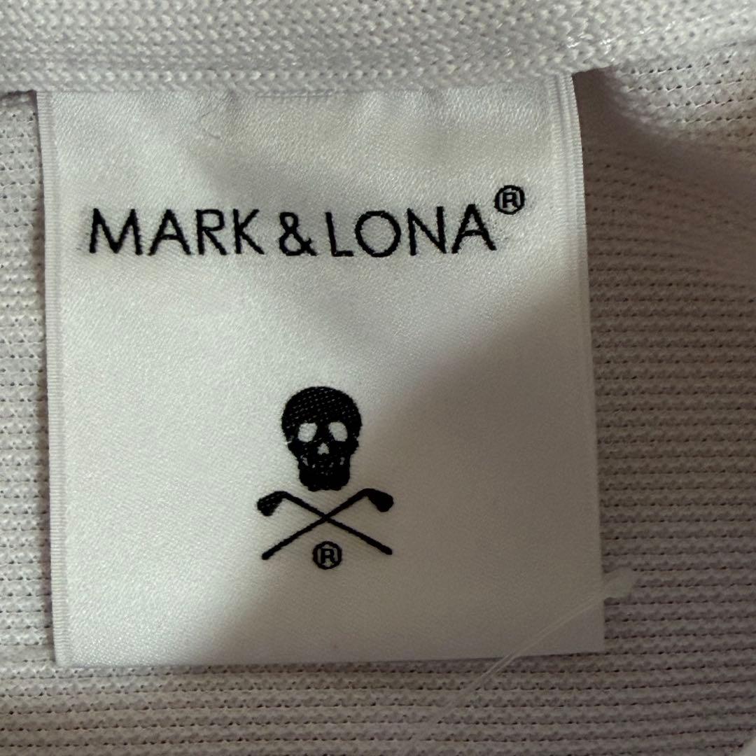 MARK&LONA ポロシャツ 白 半袖 スカルロゴ ゴルフ Lサイズ