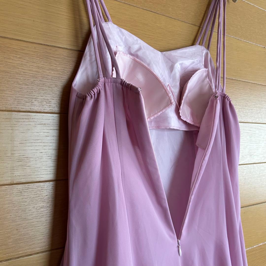 【美品】社交ダンス衣装ワンピース ドレス UNA ラベンダーピンク 上品 日本製