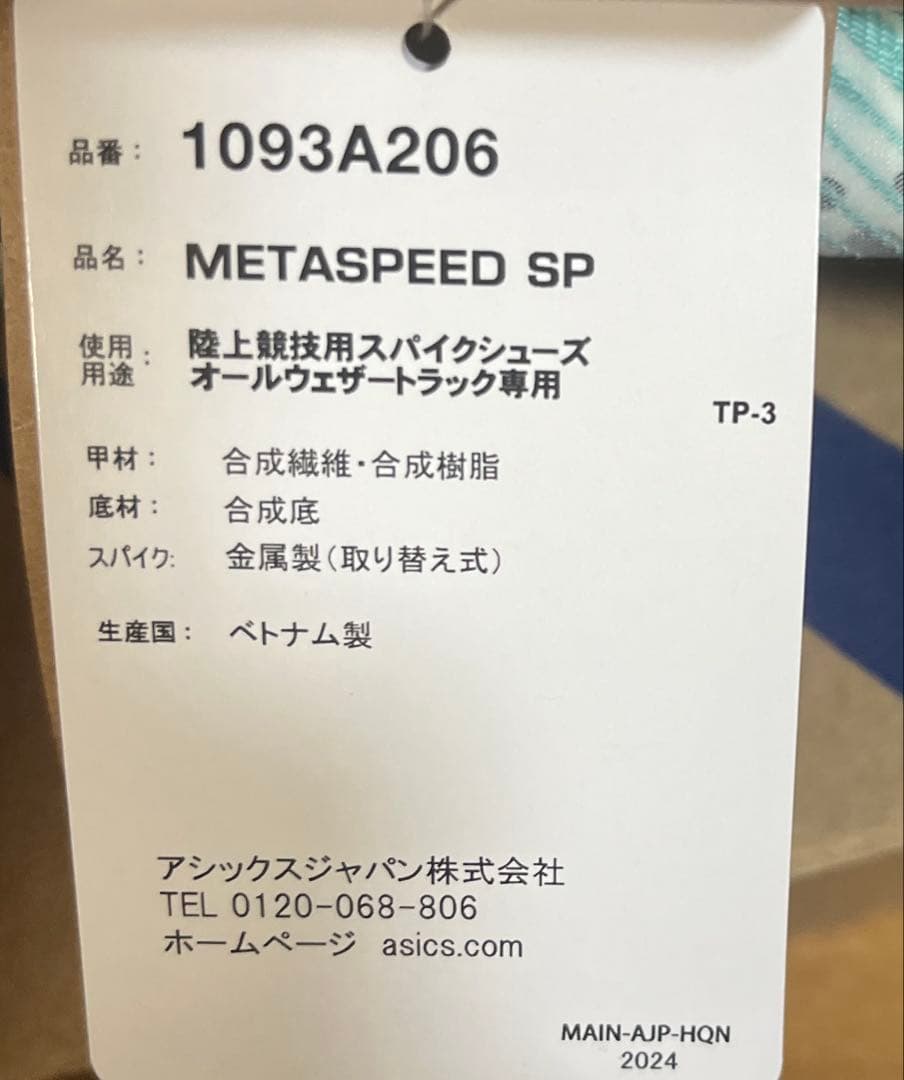 スパイク・シューズ asics SPEED SP Mint/Black 26.0cm