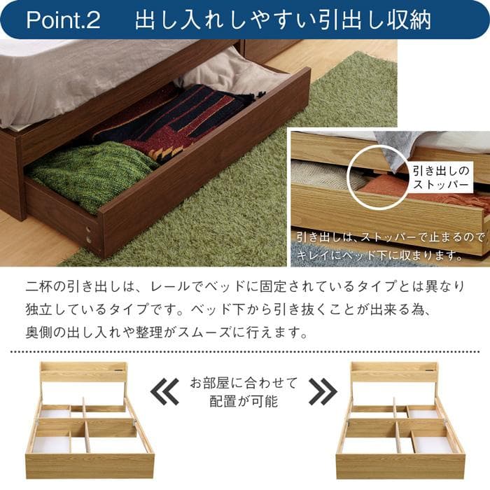 【R】セミダブル　マットレスなし【収納あり】 送料込み！【ウォールナット】