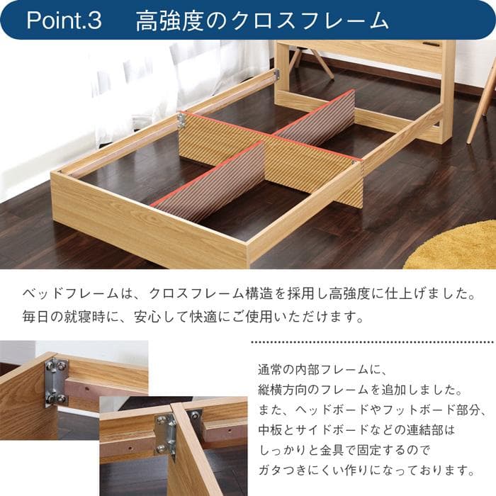【R】セミダブル　マットレスなし【収納あり】 送料込み！【ウォールナット】