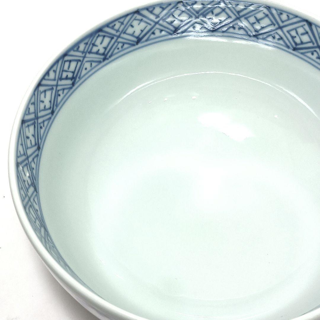 Y3311-2 伊万里 在銘 染付松皮菱繋文 飯碗 5客セット 共箱