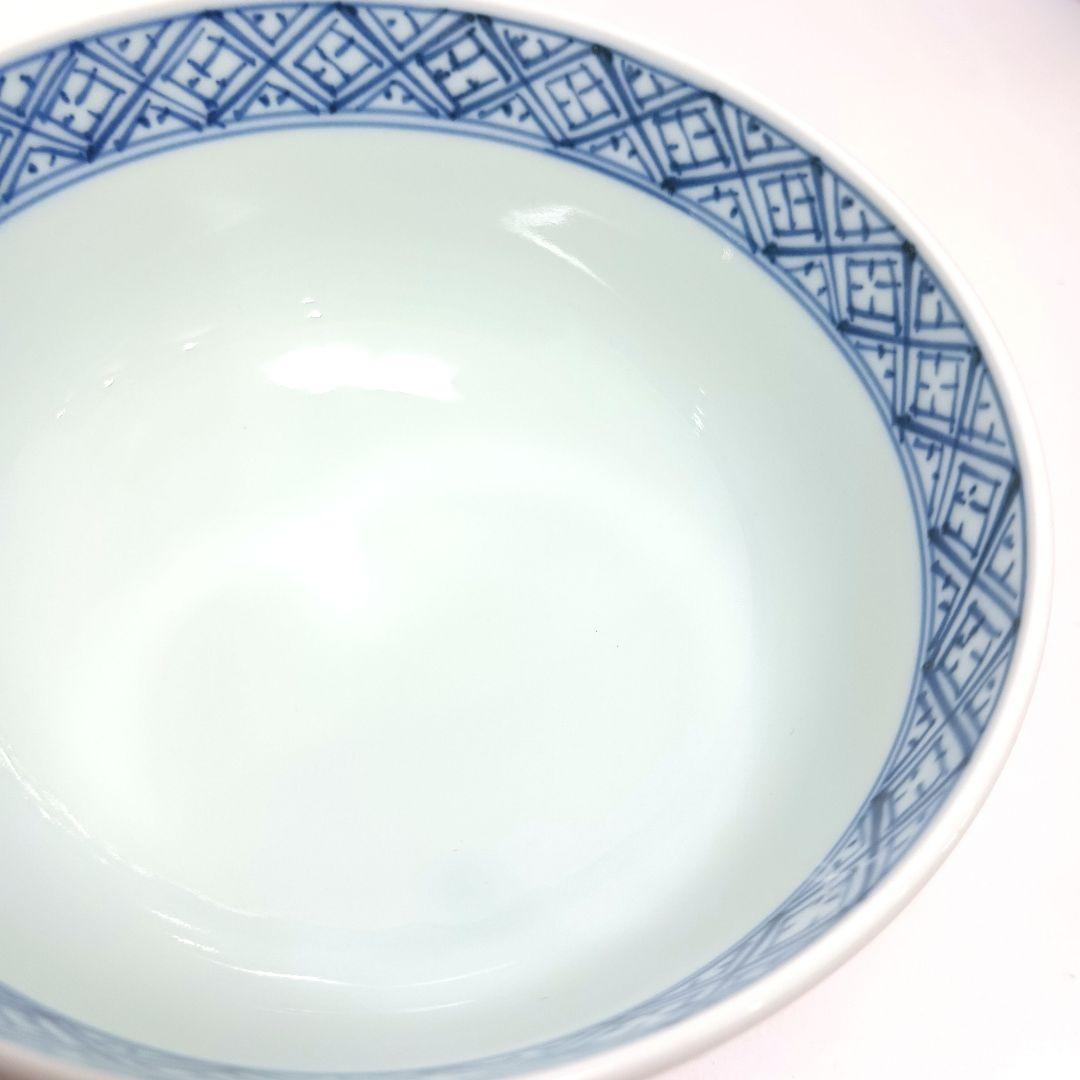 Y3311-2 伊万里 在銘 染付松皮菱繋文 飯碗 5客セット 共箱