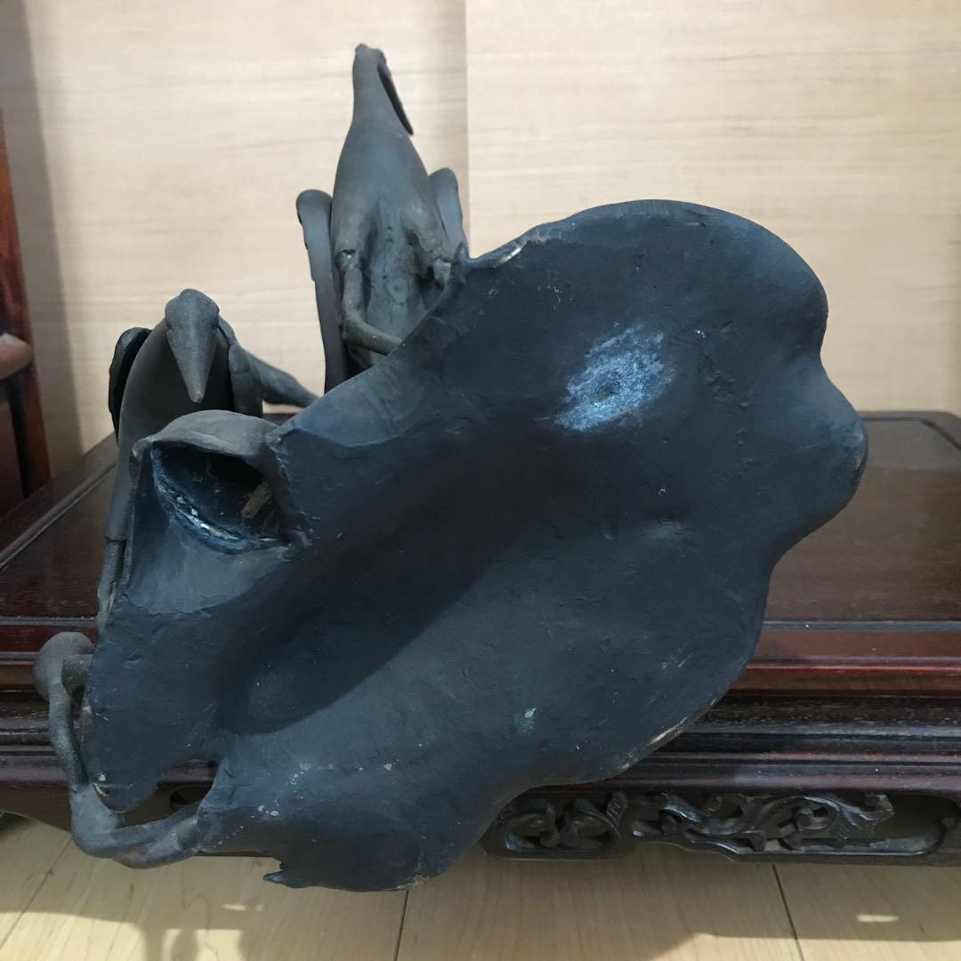 希少品　香炉　古美術　骨董品　古銅鶴香炉　蓮に鶴　置物