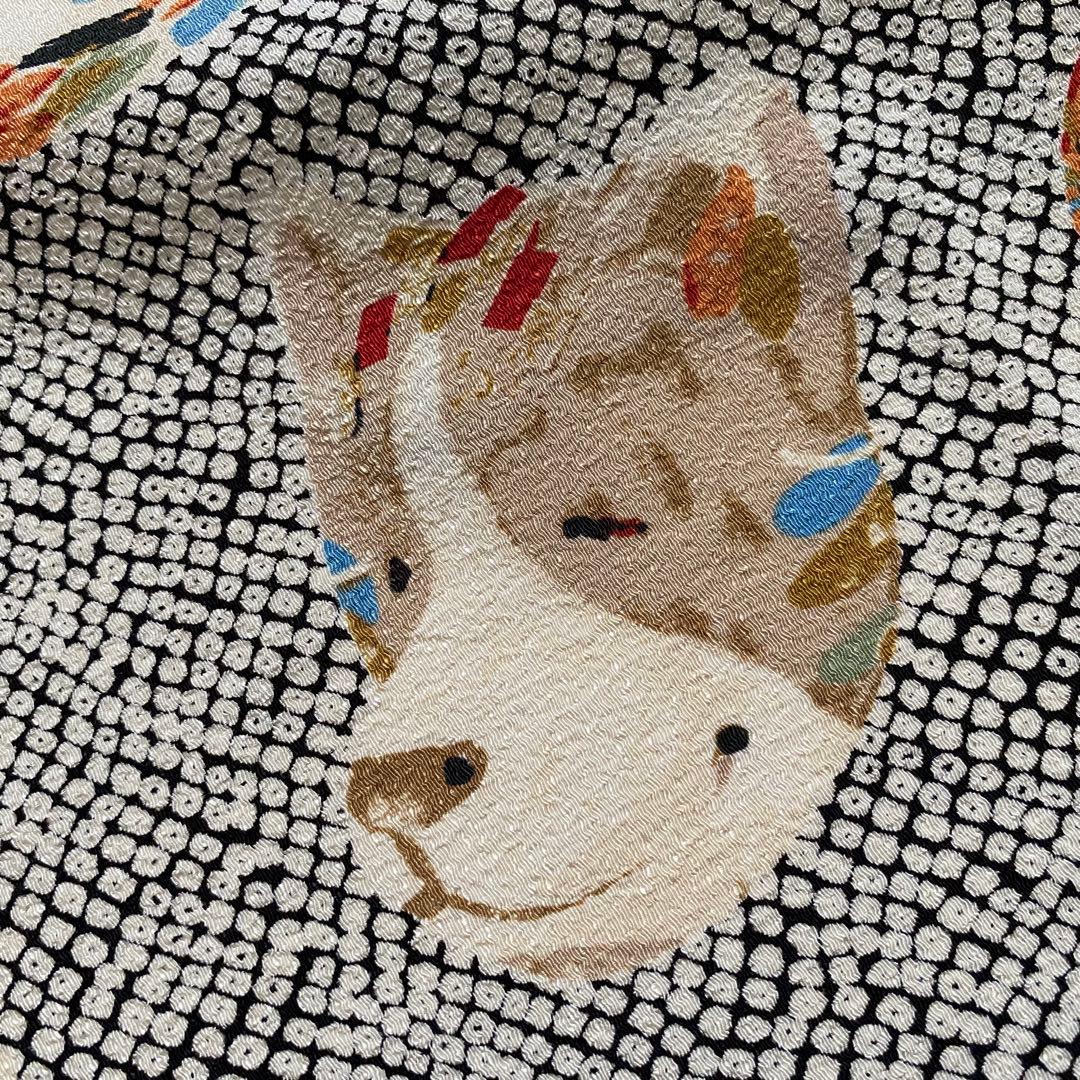 美品 ワンダフルワールド ちりめん 和柄 エプロン カネコイサオ 縮緬