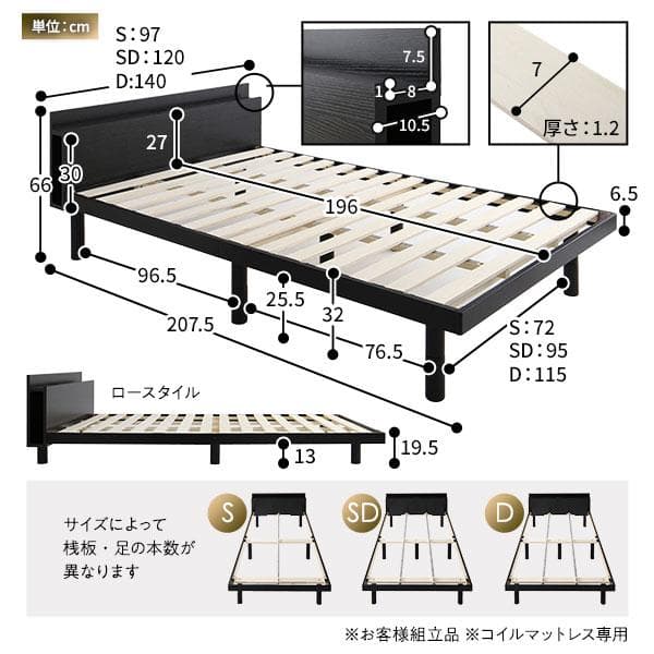 ベッド ブラック シングル フレームのみ ds-2378760