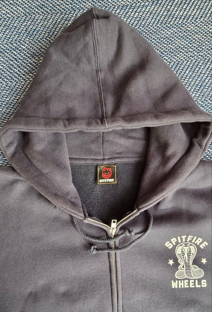 SPITFIRE WHEELS Zip Hoody NAVY弱フェード Mサイズ
