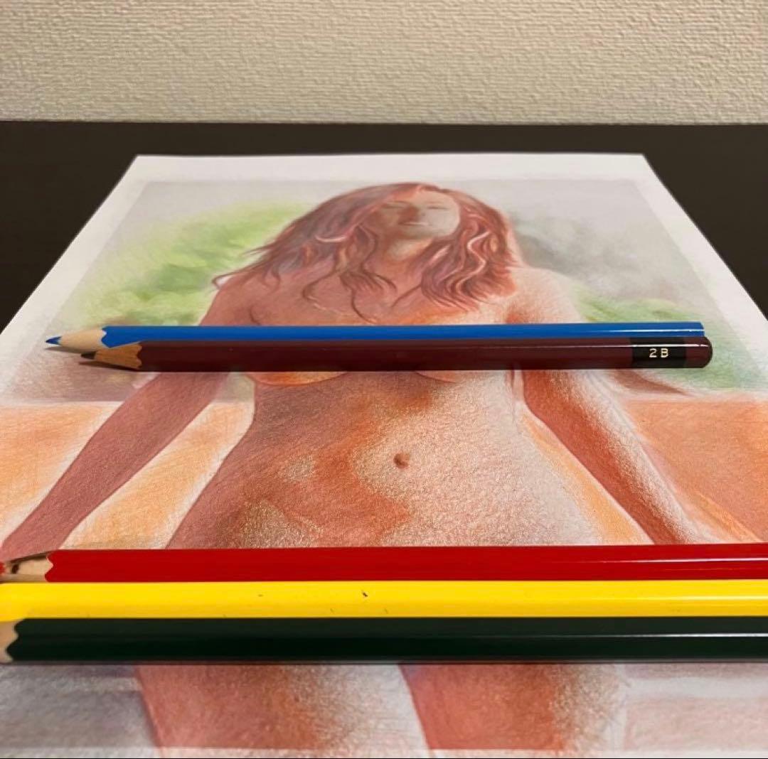 俳優画30 額装品　額縁寸法32.7cm×24.0cm　カラー着色　定款付