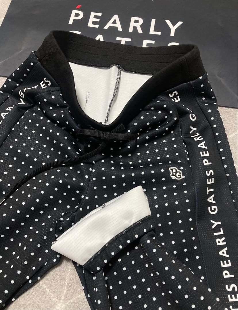 新品 パーリーゲイツ ダブルフェイスジョガーパンツ ミニドット柄(4)M/濃紺