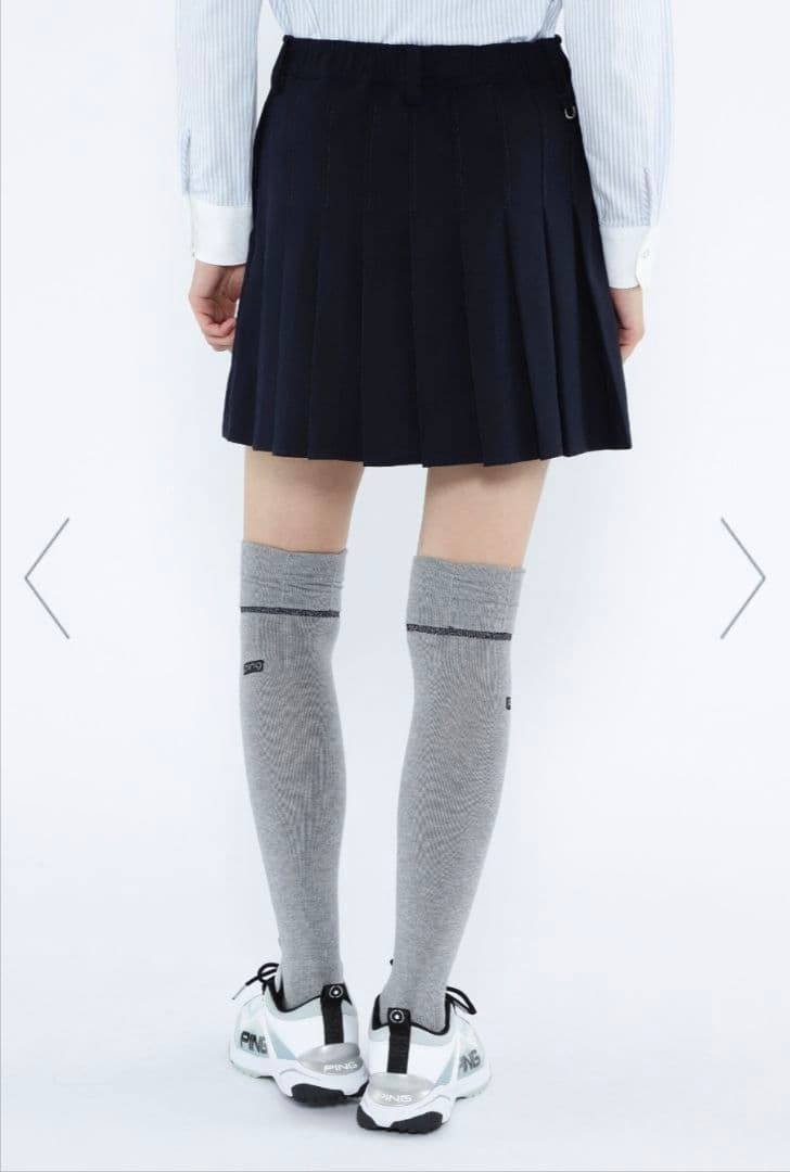 美品 PING レディース プリーツ スカート 紺 S ゴルフ