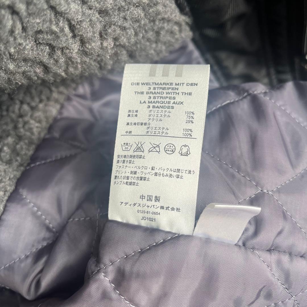 アディダス adidas ベンチコート ボア裏地 フード付 ブラック L相当