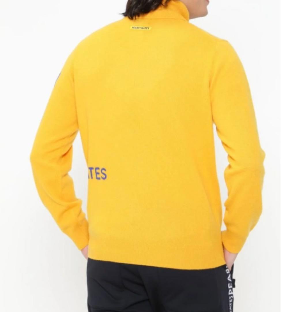 新品 パーリーゲイツ カシミヤ天竺 タートルネックニットプルオーパー(4)M/黄