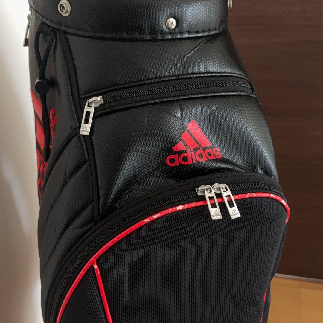 【フードなし】アディダス adidas キャディバッグ 5分割 ブラック×レッド