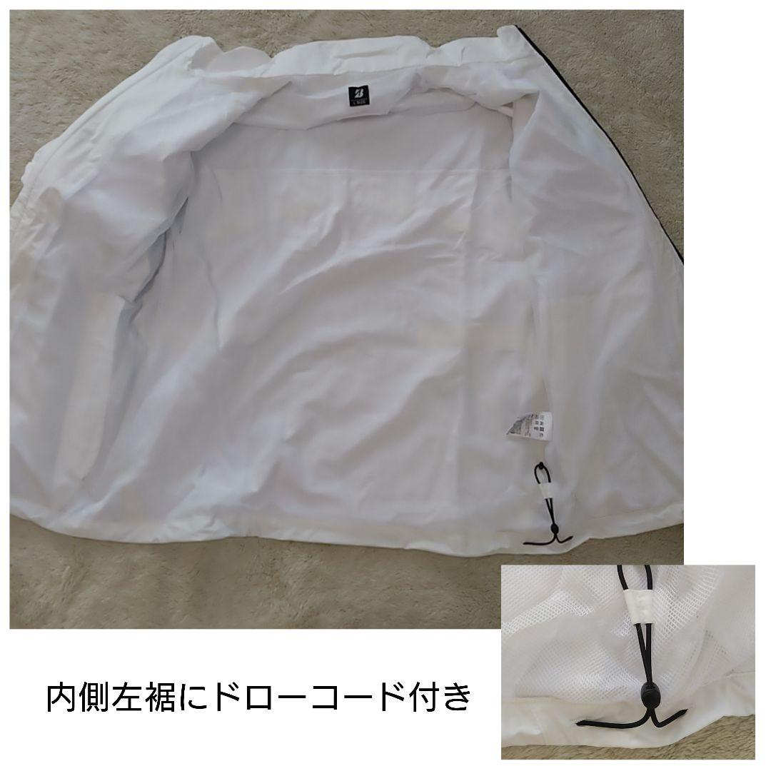 新品 ブリヂストンゴルフ 水神レイン上下セット ゴルフウェア 白×黒 メンズL