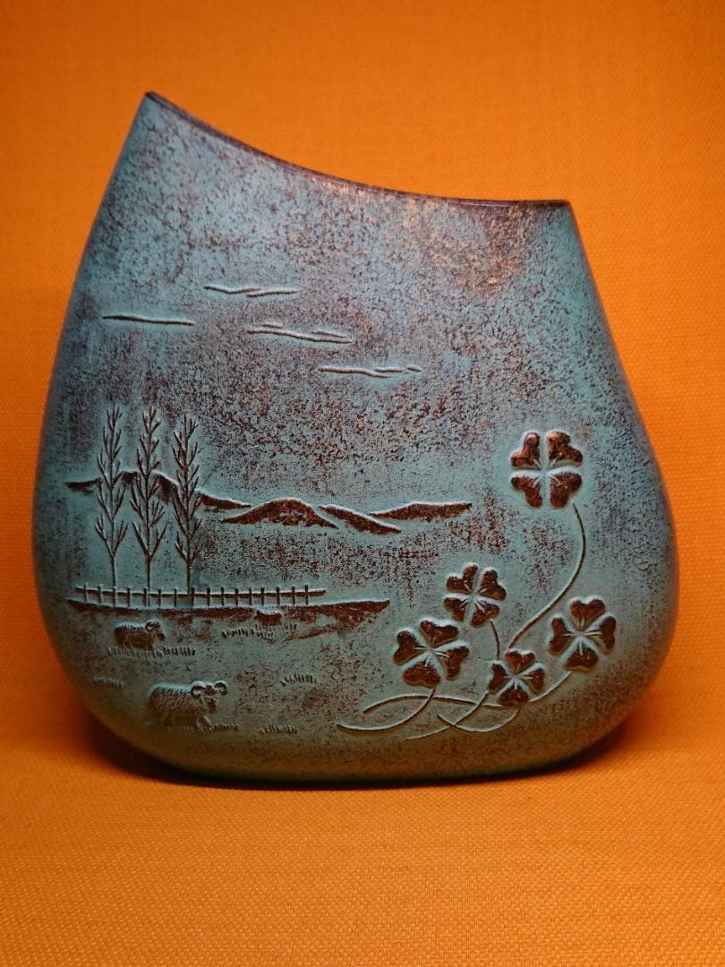 花器　花入　花瓶　銅製　オブジェ　置物　インテリア　工芸品　美術品　A2837