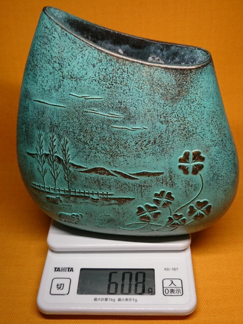 花器　花入　花瓶　銅製　オブジェ　置物　インテリア　工芸品　美術品　A2837