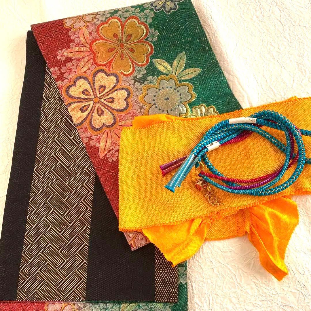 振袖 成人式 着物 赤 正絹 帯付き 式典 リメイク
