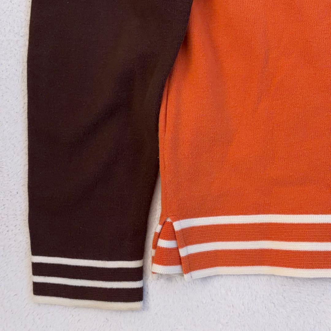 希少【マンシングウェア】90s ゴルフハーフジップニット ロゴ編み込み オレンジ