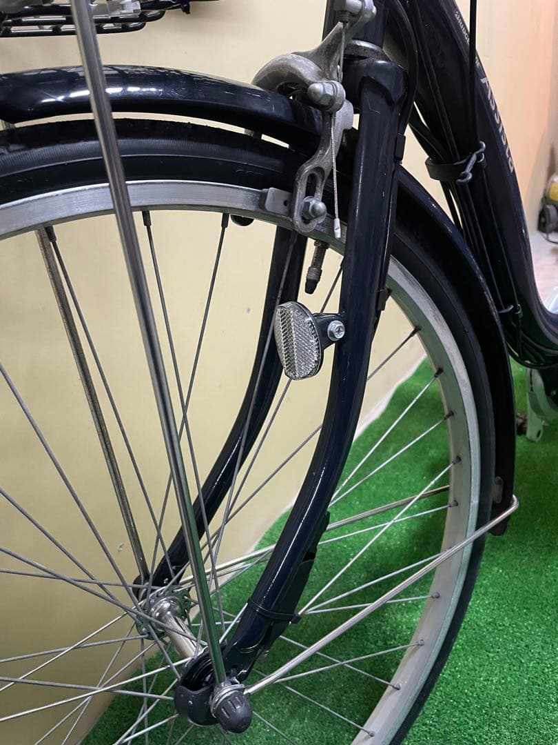 電動アシスト自転車 ネイビー 前バスケット付き