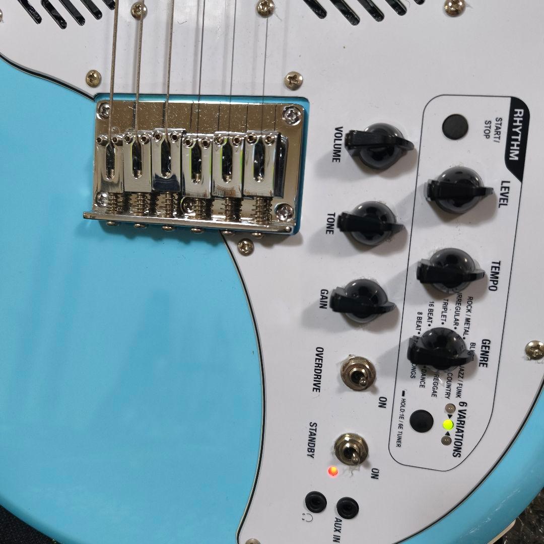 VOX APACHE-1 アンプ内蔵ミニエレキギター 水色 トラベルギター